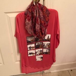 Long sleeve shirt that comes with a scarf